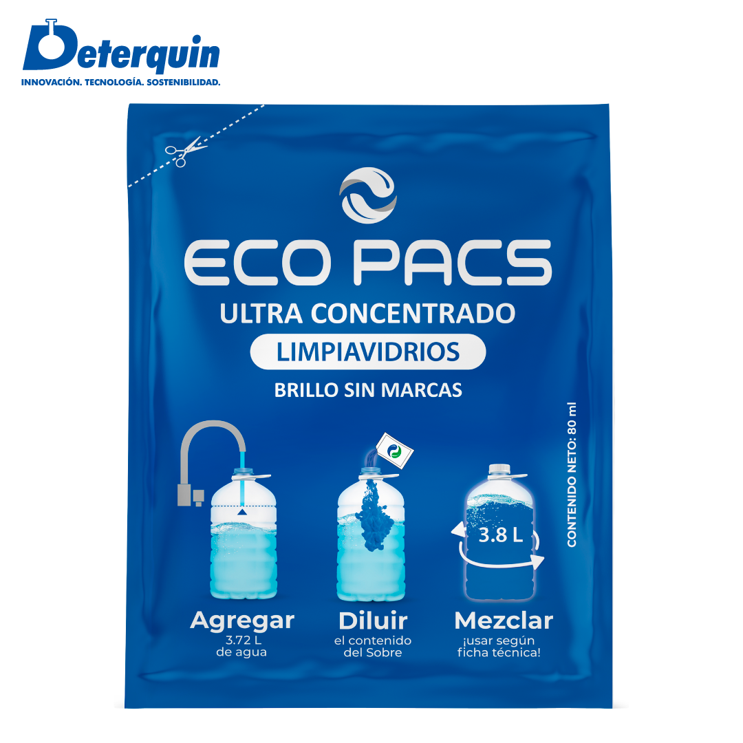 Deterquin Eco Pacs Limpiavidrios Industrial 80 ml